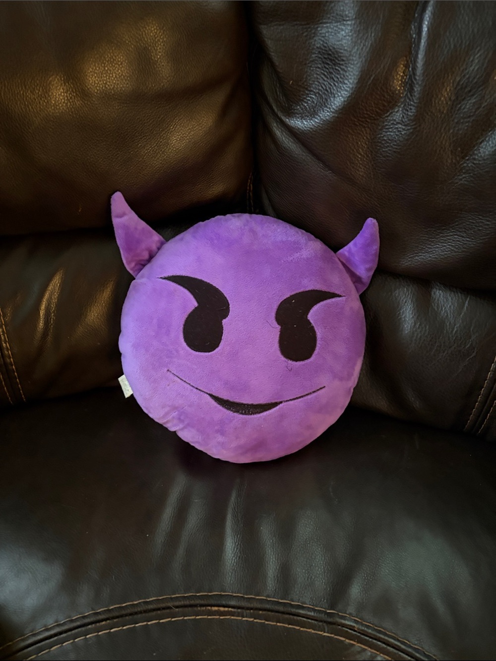 Plush Purple Devil Emoji Accent Pillow - Brand Unknown